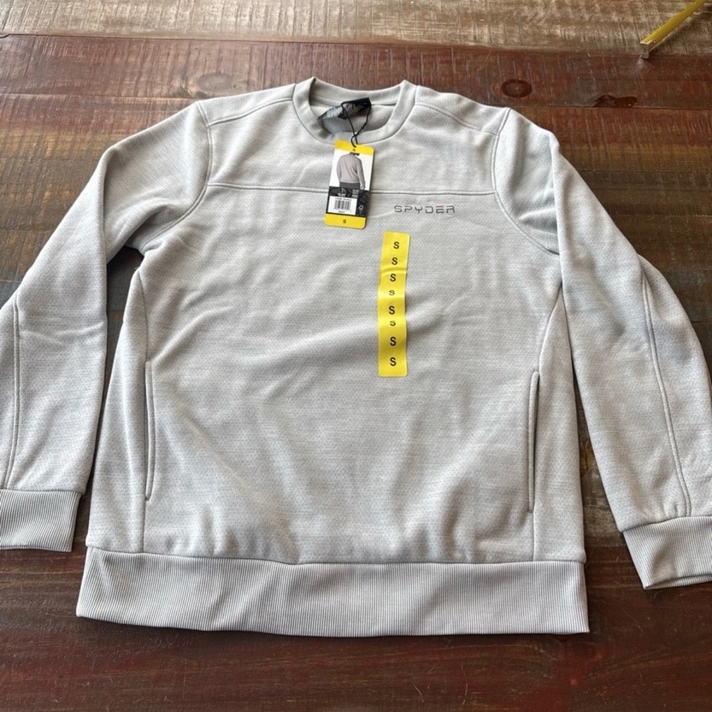 Spyder Active Men's Gray Long Sleeve Fleece Lined Crewneck Sweatshirt Small New